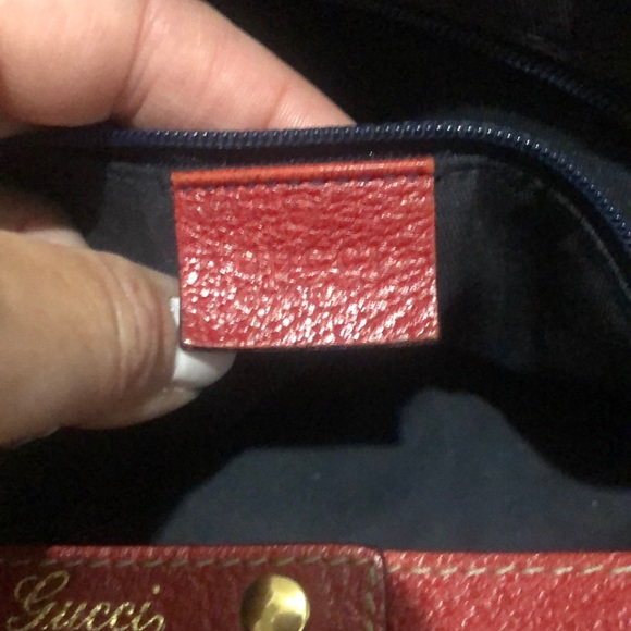 Authentic Red leather and blue fabric Gucci hobo - Picture 7 of 7